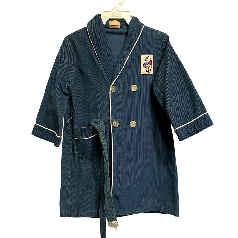 Vintage Sears Winnie the Pooh Robe Blue Corduroy Licensed Size 3